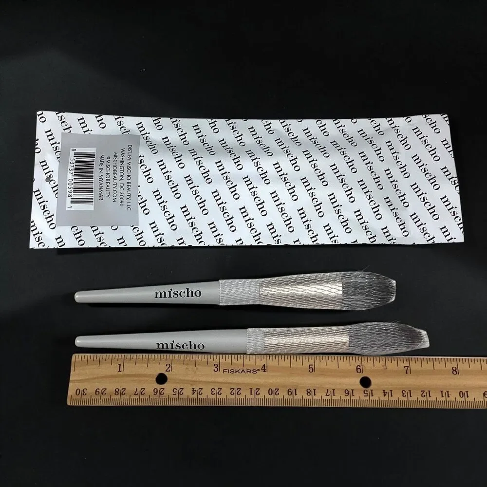 Mischo Beauty Blush Brush Set Grey Cream Liquid Powder 2pc NEW M101 M102
